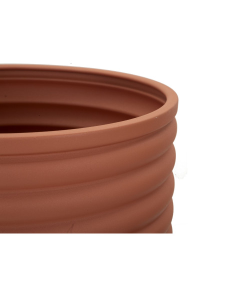 Cache pot sur pied moderne Rond en Métal Terracotta Noir Milly (Lot de 3) 
