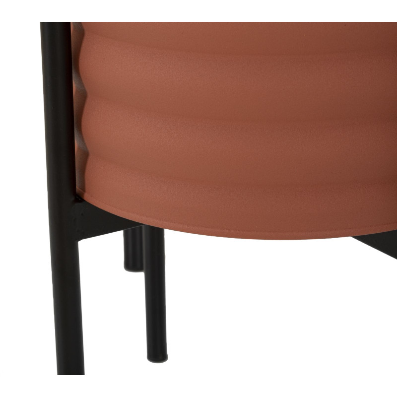 Cache pot sur pied moderne Rond en Métal Terracotta Noir Milly (Lot de 3) 