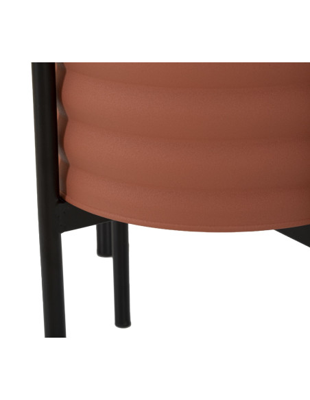 Cache pot sur pied moderne Rond en Métal Terracotta Noir Milly (Lot de 3) 