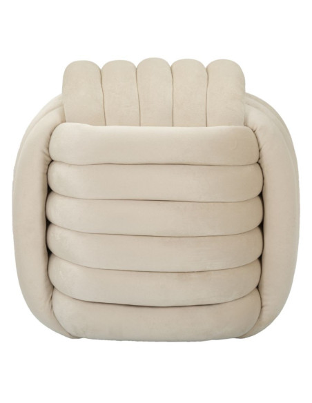 Pouf original moderne Carré 45 cm en Velours Blanc crème Softy 