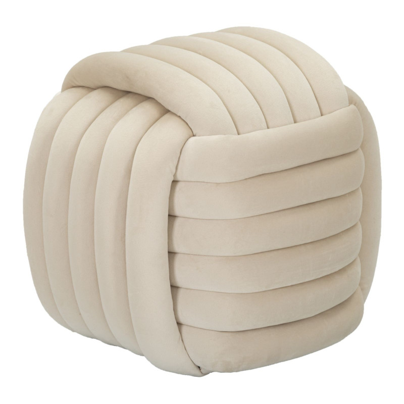 Pouf original moderne Carré 45 cm en Velours Blanc crème Softy 