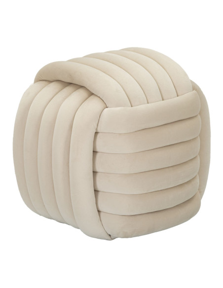 Pouf original moderne Carré 45 cm en Velours Blanc crème Softy 