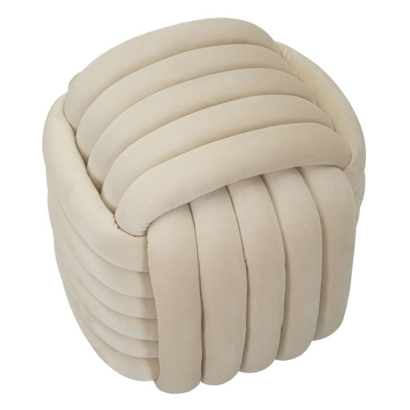 Pouf original moderne Carré 45 cm en Velours Blanc crème Softy 
