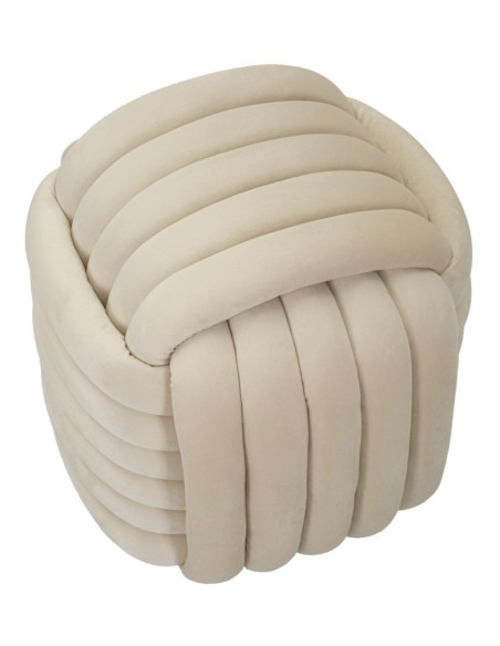 Pouf original moderne Carré 45 cm en Velours Blanc crème Softy 
