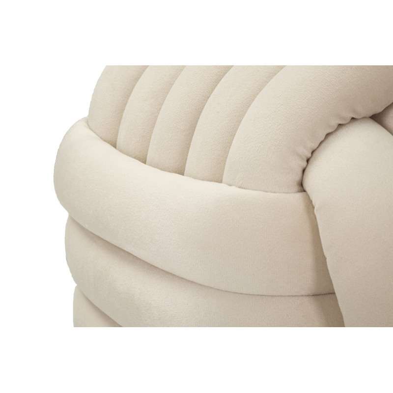 Pouf original moderne Carré 45 cm en Velours Blanc crème Softy 