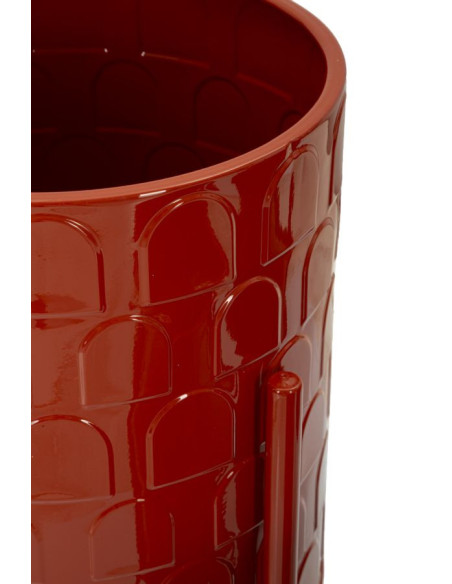 Cache pot sur pied moderne Rond en Métal Rouge Archy (Lot de 3) 