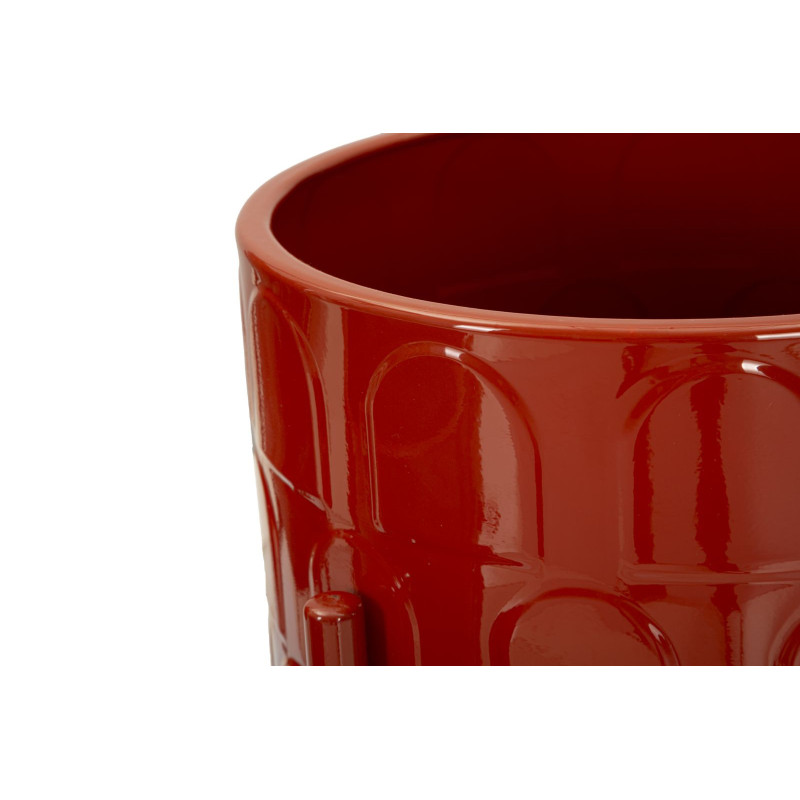 Cache pot sur pied moderne Rond en Métal Rouge Archy (Lot de 3) 