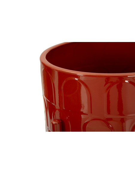 Cache pot sur pied moderne Rond en Métal Rouge Archy (Lot de 3) 