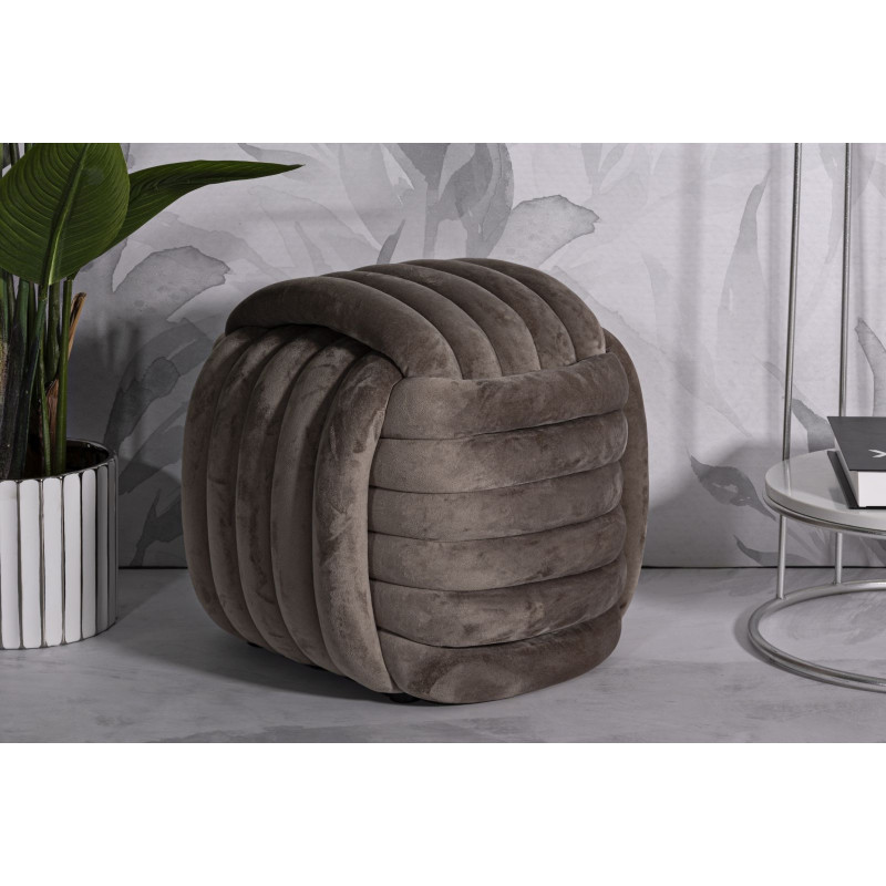 Pouf original moderne Carré 45 cm en Velours Gris Softy 