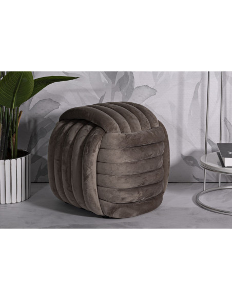 Pouf original moderne Carré 45 cm en Velours Gris Softy 