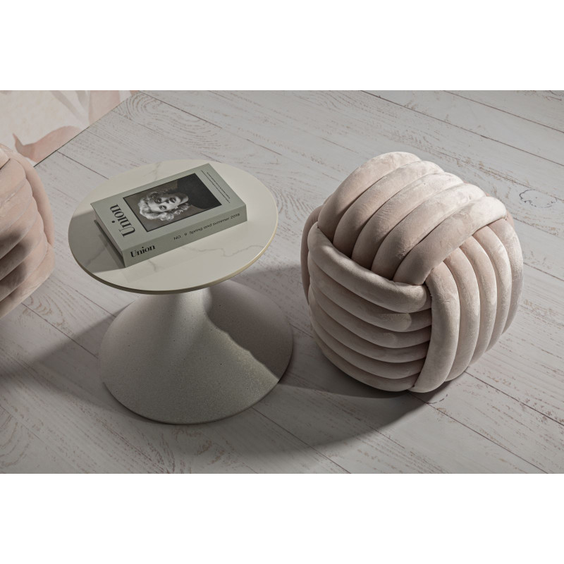 Pouf original moderne Carré 45 cm en Velours Rose poudré Softy 