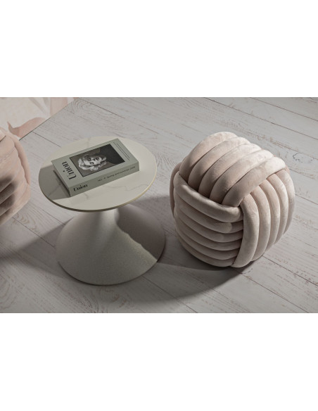 Pouf original moderne Carré 45 cm en Velours Rose poudré Softy 