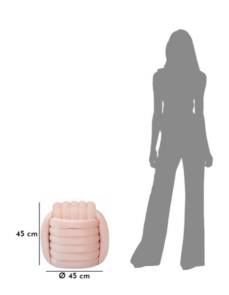 Pouf original moderne Carré 45 cm en Velours Rose poudré Softy 