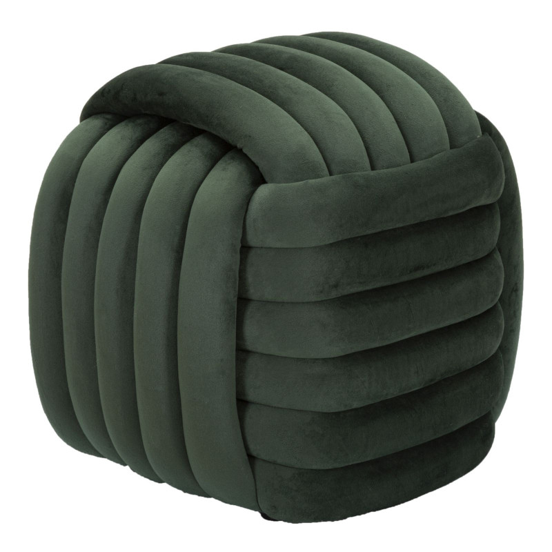 Pouf original moderne Carré 45 cm en Velours Vert foncé Softy 