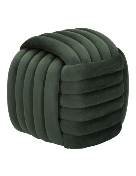 Pouf original moderne Carré 45 cm en Velours Vert foncé Softy 