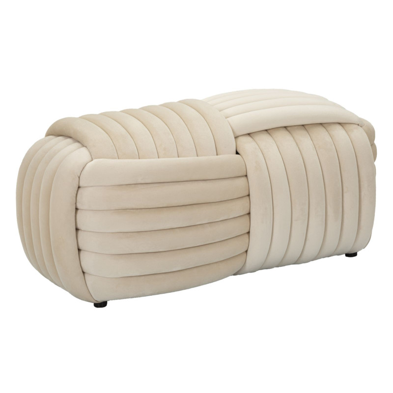 Banquette originale moderne Rectangulaire 90 cm 2 places en Velours Blanc crème Softy 