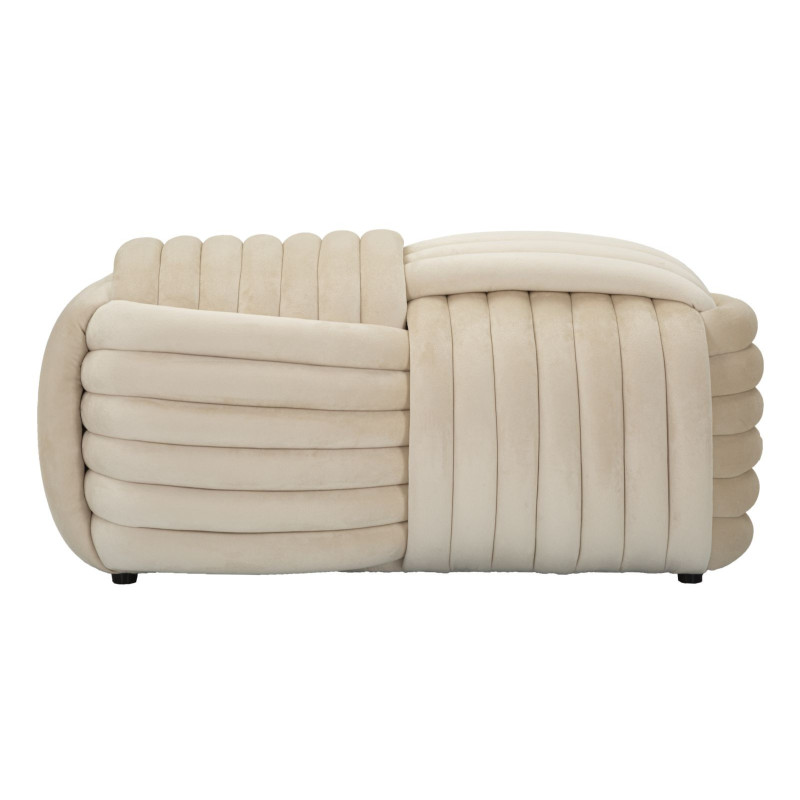 Banquette originale moderne Rectangulaire 90 cm 2 places en Velours Blanc crème Softy 