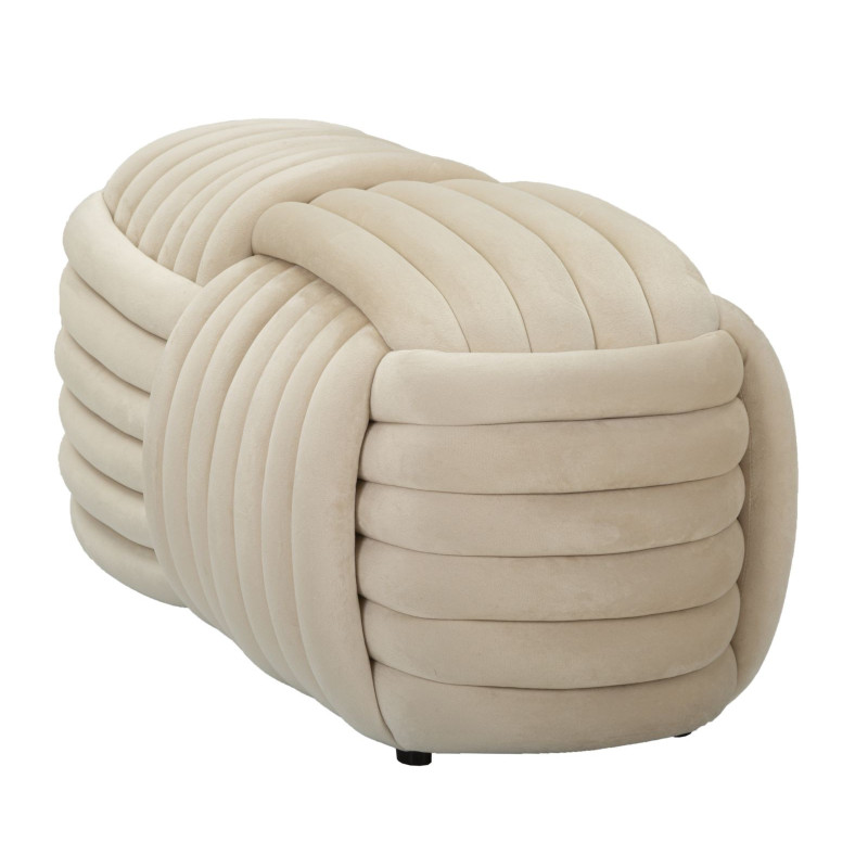 Banquette originale moderne Rectangulaire 90 cm 2 places en Velours Blanc crème Softy 