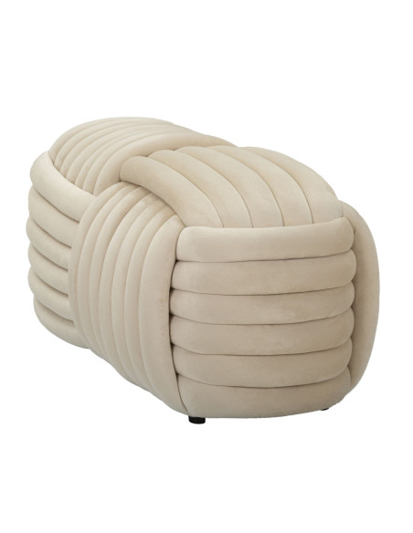 Banquette originale moderne Rectangulaire 90 cm 2 places en Velours Blanc crème Softy 