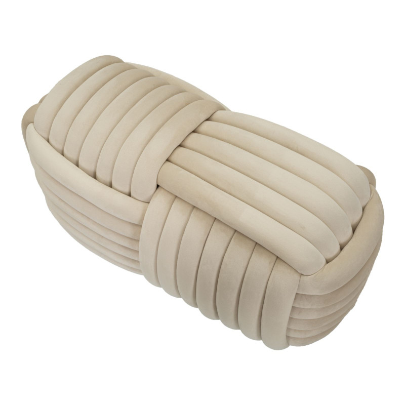 Banquette originale moderne Rectangulaire 90 cm 2 places en Velours Blanc crème Softy 