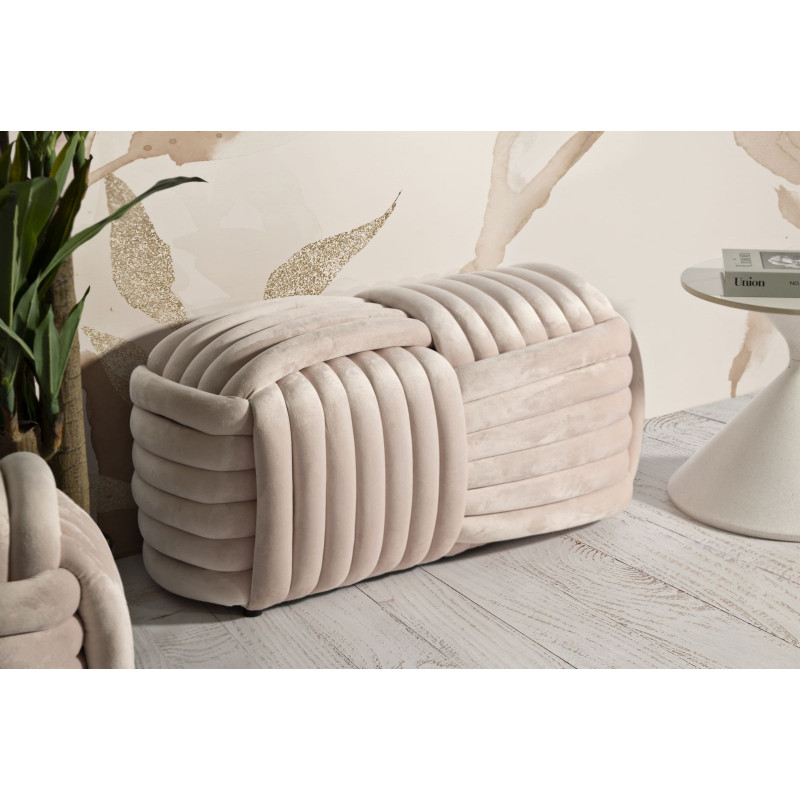 Banquette originale moderne Rectangulaire 90 cm 2 places en Velours Rose fuchsia Softy 