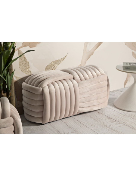 Banquette originale moderne Rectangulaire 90 cm 2 places en Velours Rose fuchsia Softy 