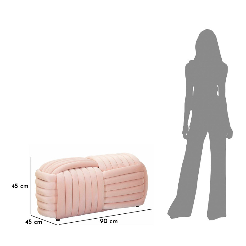 Banquette originale moderne Rectangulaire 90 cm 2 places en Velours Rose fuchsia Softy 