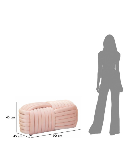 Banquette originale moderne Rectangulaire 90 cm 2 places en Velours Rose fuchsia Softy 