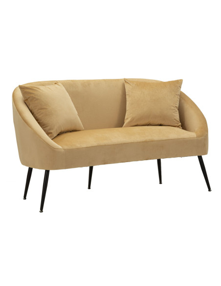 Canapé moderne chic Droit 2 places en Velours Marron Métal Noir Bois Browy 