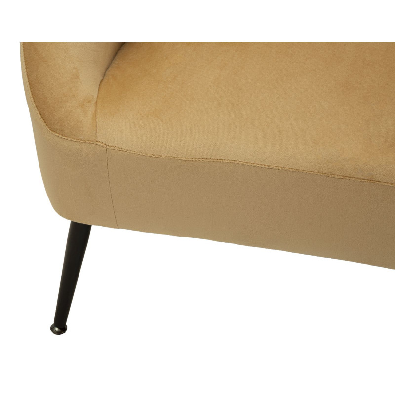 Canapé moderne chic Droit 2 places en Velours Marron Métal Noir Bois Browy 