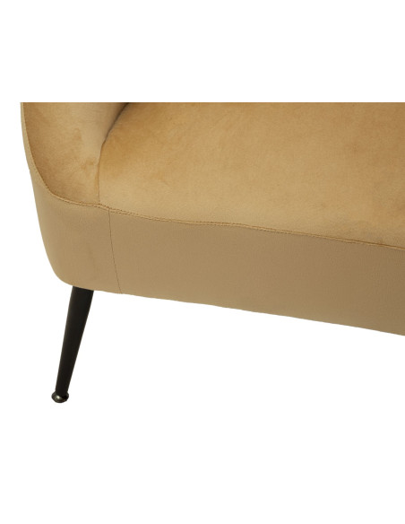 Canapé moderne chic Droit 2 places en Velours Marron Métal Noir Bois Browy 