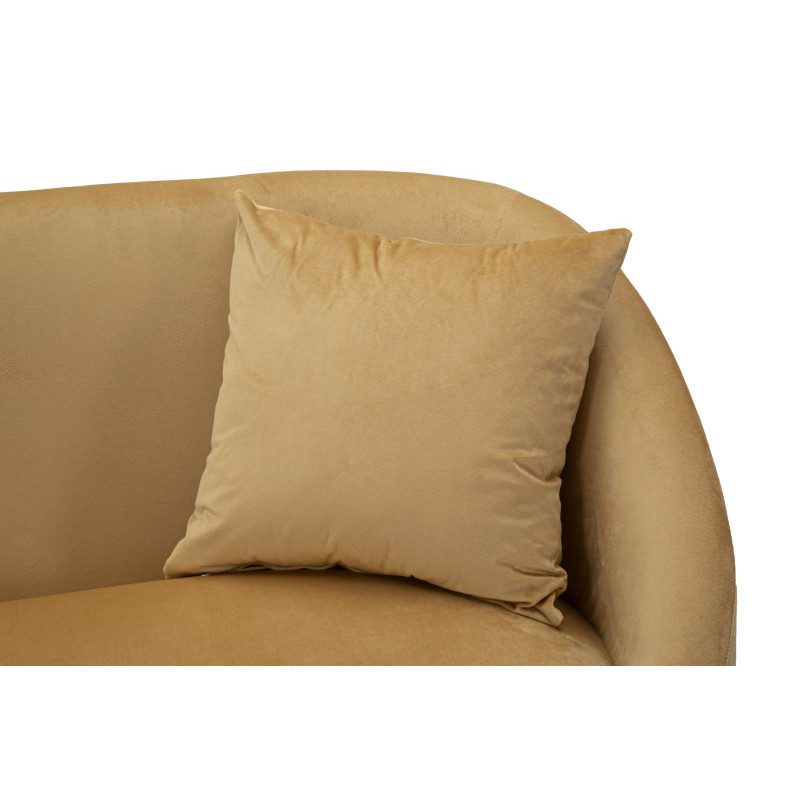 Canapé moderne chic Droit 2 places en Velours Marron Métal Noir Bois Browy 