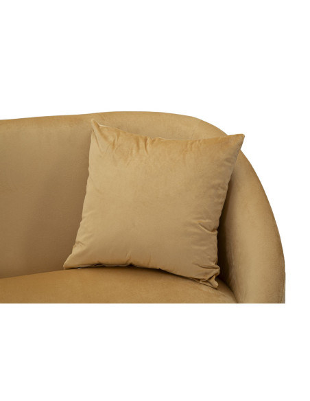 Canapé moderne chic Droit 2 places en Velours Marron Métal Noir Bois Browy 