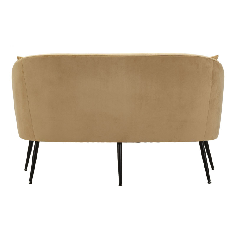 Canapé moderne chic Droit 2 places en Velours Marron Métal Noir Bois Browy 