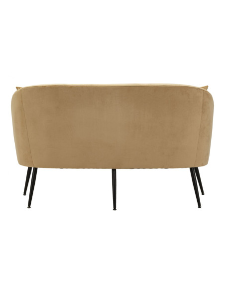 Canapé moderne chic Droit 2 places en Velours Marron Métal Noir Bois Browy 