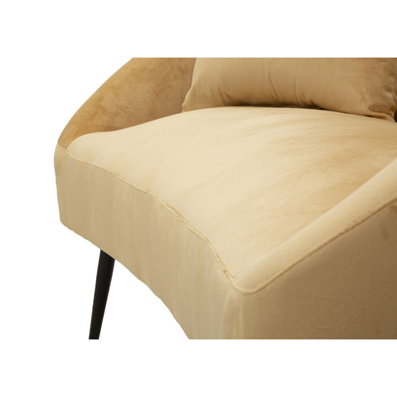 Canapé moderne chic Droit 2 places en Velours Marron Métal Noir Bois Browy 
