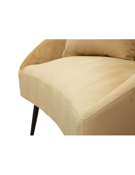 Canapé moderne chic Droit 2 places en Velours Marron Métal Noir Bois Browy 