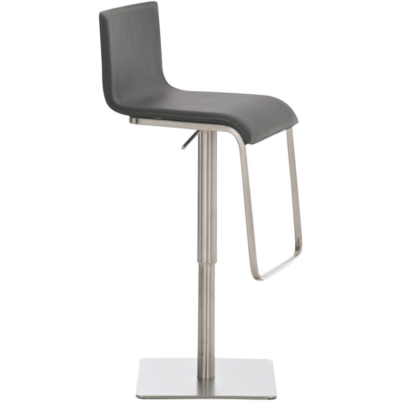 Tabouret de bar Avec dossier Owen en Polyuréthane Gris Acier inoxydable Argenté Brossé mat - 1
