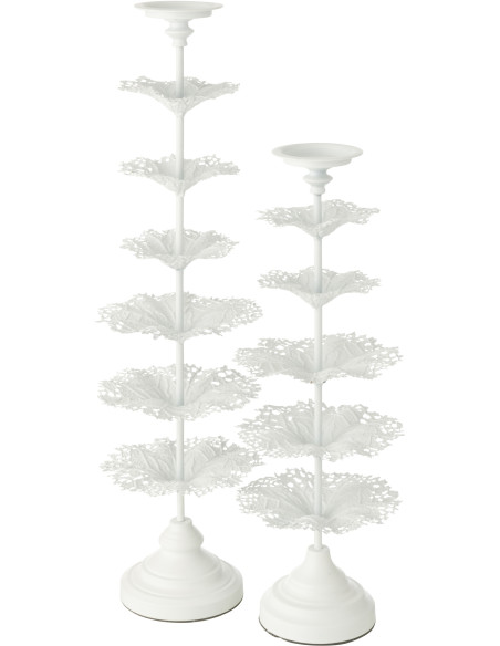 Grand Porte bougie original sur pied Hauteur 79 cm en Métal Blanc Tree - 3