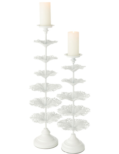 Grand Porte bougie original sur pied Hauteur 79 cm en Métal Blanc Tree - 4