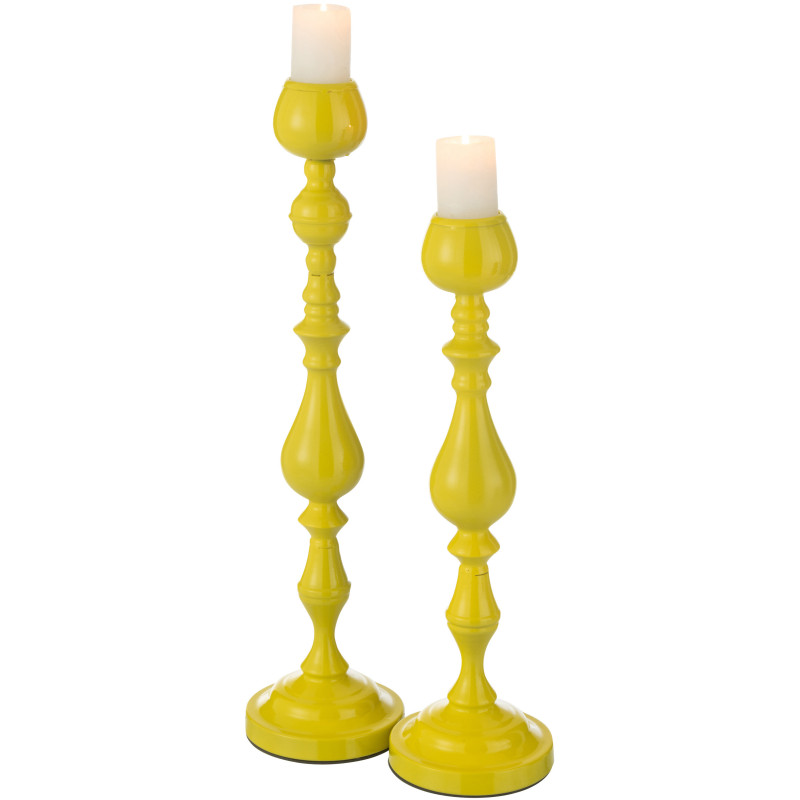 Grand Bougeoir moderne sur pied Hauteur 57 cm en Métal Jaune Monarchy - 5