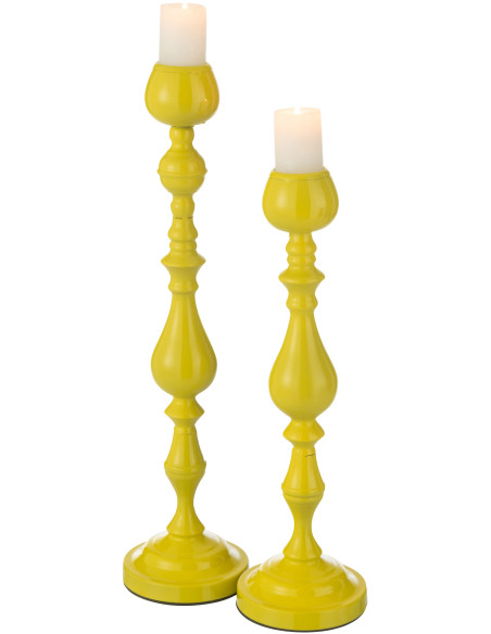 Grand Bougeoir moderne sur pied Hauteur 57 cm en Métal Jaune Monarchy - 5