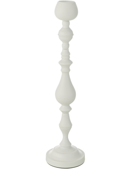 Grand Bougeoir moderne sur pied Hauteur 57 cm en Métal Blanc Monarchy - 1