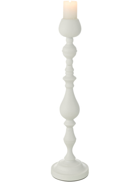 Grand Bougeoir moderne sur pied Hauteur 57 cm en Métal Blanc Monarchy - 3