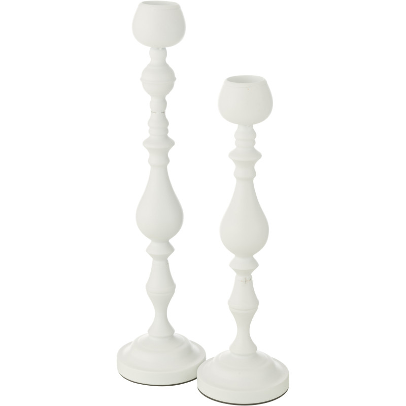 Grand Bougeoir moderne sur pied Hauteur 57 cm en Métal Blanc Monarchy - 4