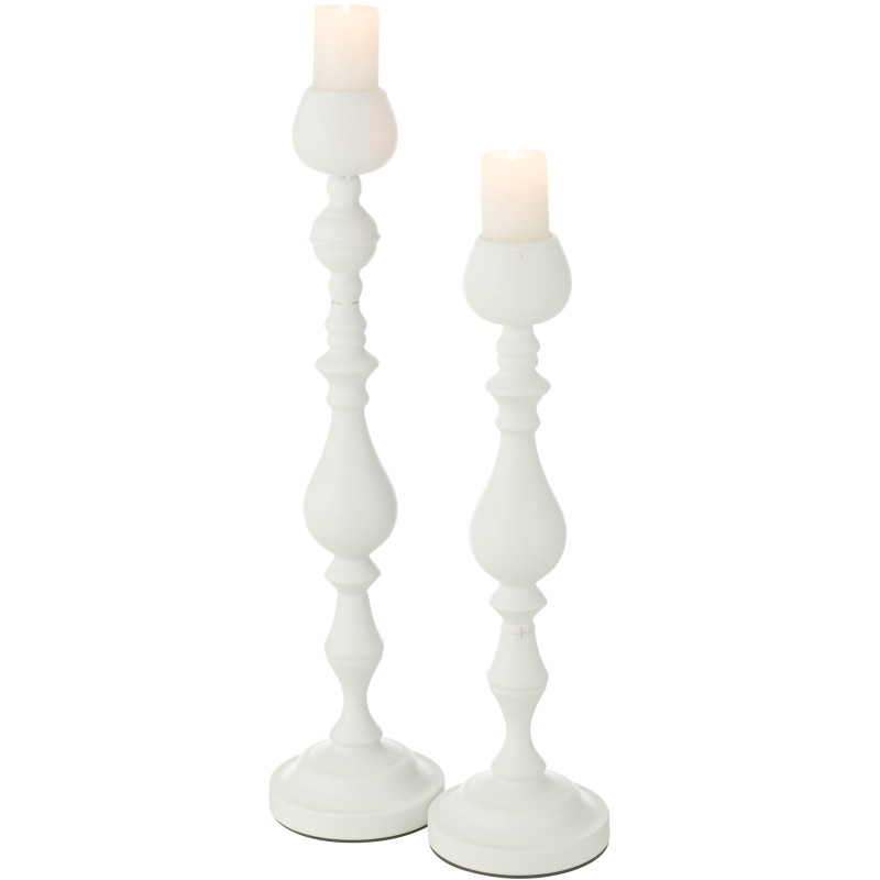 Grand Bougeoir moderne sur pied Hauteur 57 cm en Métal Blanc Monarchy - 5