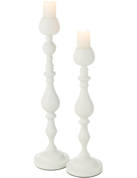 Grand Bougeoir moderne sur pied Hauteur 57 cm en Métal Blanc Monarchy - 5