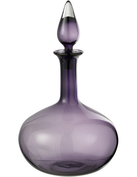 Grande Bouteille déco indienne avec bouchon Hauteur 33 cm en Verre Mauve Kalyan - 1
