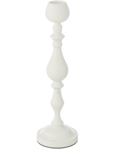 Grand Bougeoir moderne sur pied Hauteur 47 cm en Métal Blanc Monarchy - 1