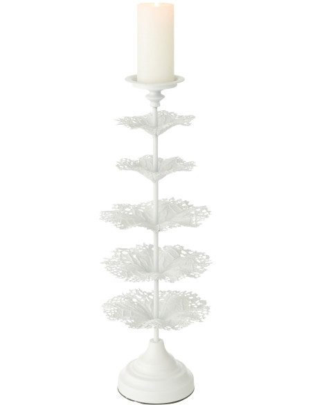 Grand Porte bougie original sur pied Hauteur 62 cm en Métal Blanc Tree - 2